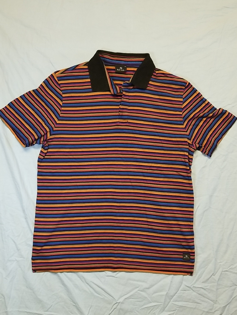 PS Paul Smith 1/4 Button Down Multi Color Stripe Polo 77U Short Sleeve Shirt